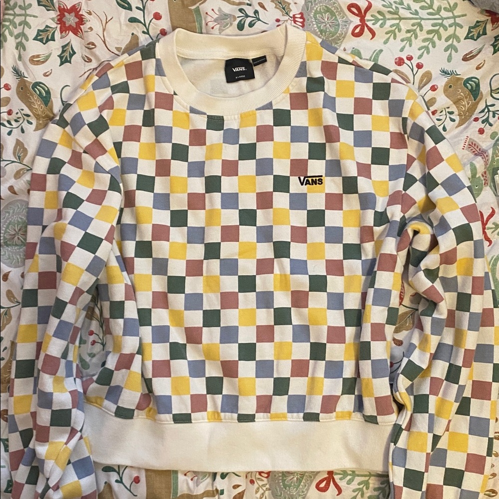 Vans Women's Colorful Checkered Crew Neck Sweater